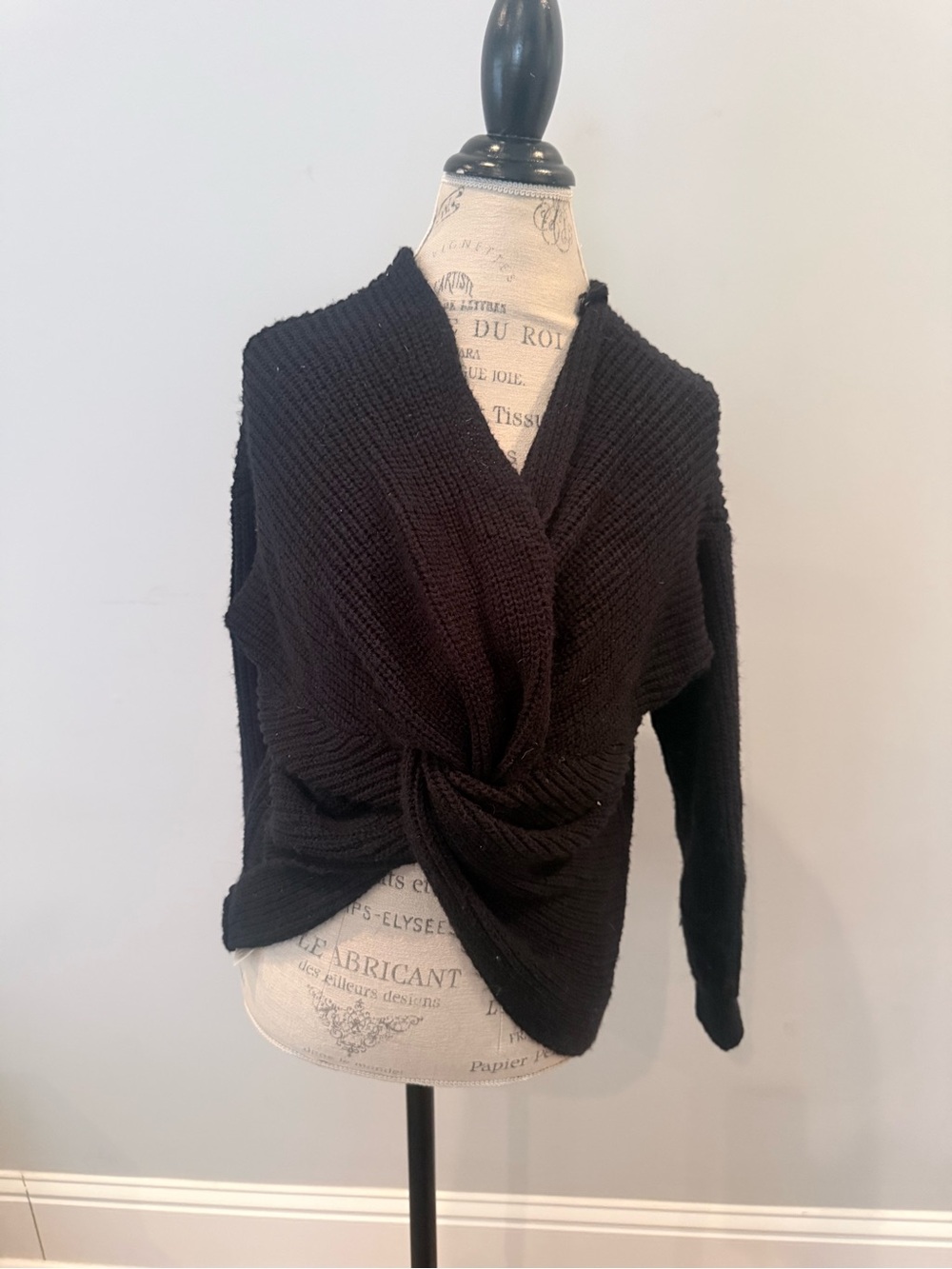 Harper Black Twist-Front Knit Top